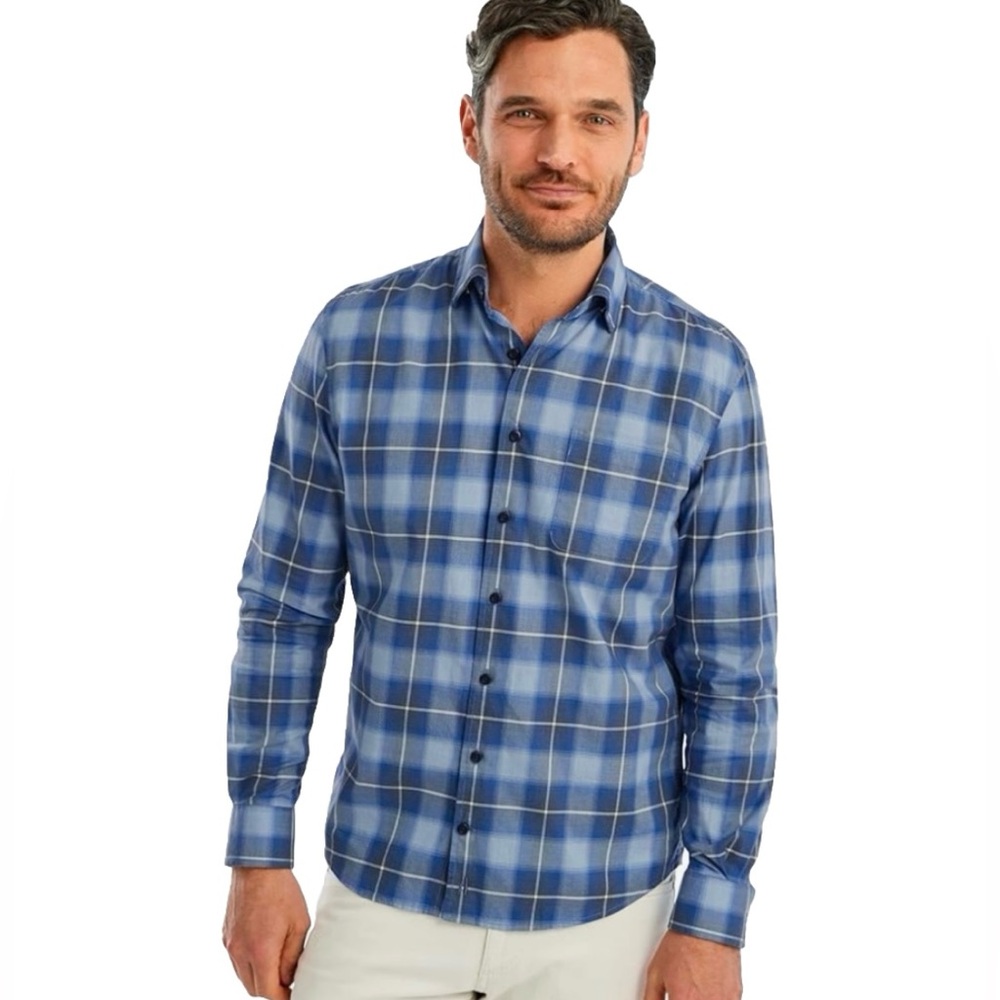 johnnie-O Mackie Hangin' Out Men’s Blue Button Up Dress Shirt Size XXL
